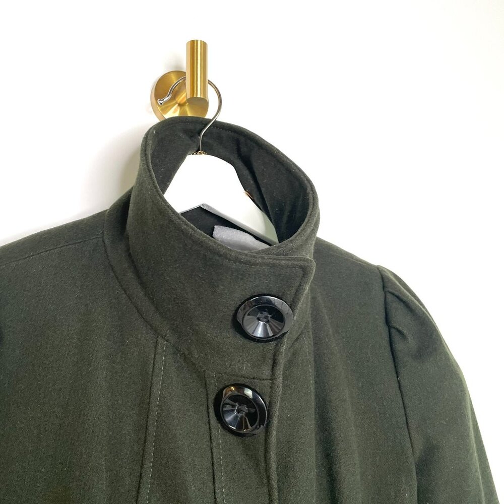 Coat | Guess Princess Wool Peacoat Hunter Green | Feminine Classic Old Money | M - Picture 8 of 16
